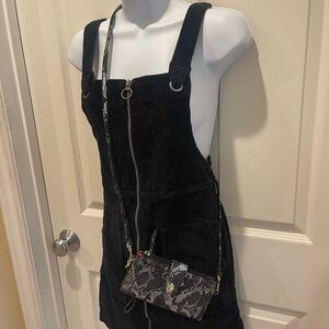 Steve Madden Black and White Snake Print Crossbody Bag